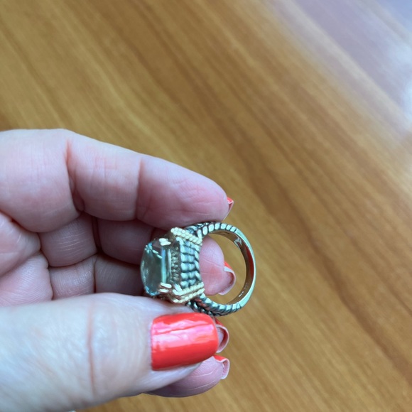 Green quartz and diamond ring - size 7 - Picture 9 of 10